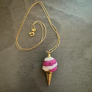 Ice Cream Cone Necklace with Rhinestones